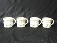 Set of 4 Vintage Santa Claus Ceramic Mugs