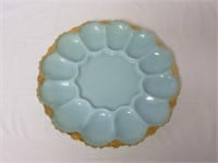 Vintage Delphite Blue Milk Glass Deviled Egg Plate