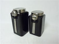 (2) Black Mainstays Canisters w/ Spoons