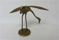 Vintage Brass Crane / Heron Made in Korea Figurine