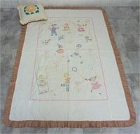 Handmade Embroidered Blanket & Crochet Pillow