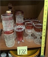 172 - CRANBERRY GLASS PIECES