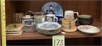 173 - MIXED LOT; COLLECTIBLE PLATES, COASTERS, ETC