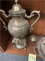 174 - VINTAGE COFFEE URN; COVERED SERVER; TRAY