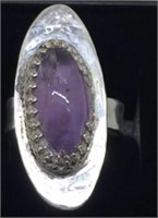 Purple Semi Precious Stone Silver Ring