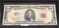 1953 Red Seal $5 Bill