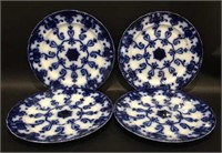 4 Waldorf Flow Blue Plates