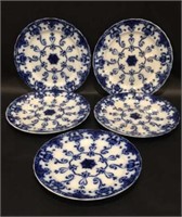 5 Waldorf Flow Blue Plates