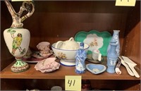 41 - MISC LOT; INCLUDES WEDGEWOOD  LIKE VASES