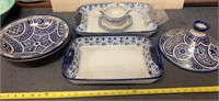 50 - BEAUTIFUL BLUE/WHITE SERVING PLATES, BOWL