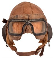 Leather Flight Helmet & Goggles