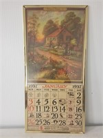 Framed 1937 Calendar