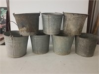 Lot of 7 galvanized buckets