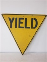 Wooden yield sign