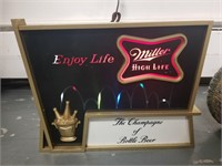 Miller High Life advertising lighted sign