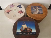 3 decorated cheese boxes