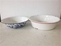 2 enamelware wash basins