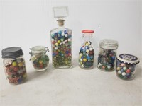 Lot of 6 jars filled with marbles