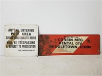 Lot of two metal signs