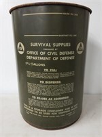 1963 Civil Defense survival supplies barrel