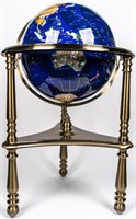 Tall Lapis Semi-Precious Gemstone Globe on Stand