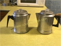 Pair of vintage aluminum coffee pots