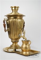 Brass Samovar W Tray + Cup (2)