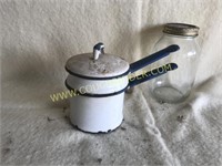 Unique Small enamel double boiler