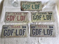 5 vintage license plates