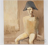 Reproduction of Picasso’s Seated Harlequin, signed