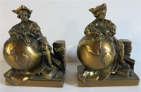 PAIR VINTAGE BRONZED CHRISTOPHER COLUMBUS BOOKENDS
