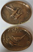 PAIR OF HEAVY BRONZE WATERFOWL  WALL PLAQUES