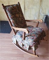 Fabric Covered Wooden Rocking Chair