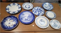 10  piece blue & white assort plates