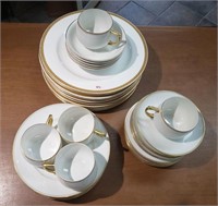 38 piece gold and white assorted china