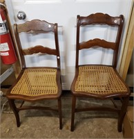 Set of 2 Wood & Cain Chairs