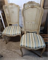 Set of 3 Cream Cane Chairs
