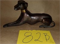 82b - 8" WIDE ANTIQUE BRONZE SCUPTURE -DOG