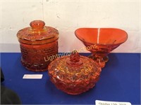 AMBERINA COLLECTIBLE GLASS GRAPEVINE JAR, BOWL