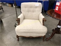 CUSTOM MADE TUFTED FILIGREE UPHOLSTERED ARM CHAIR