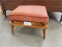 VINTAGE MAPLE FOOT STOOL WITH UPHOLSTERED CUSHION