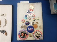 POLITICAL CAMPAIGN BUTTONS, PAIR OF EARRINGS