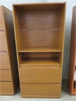 Oak Laminated Filing Cabinet with Upper Bookcase