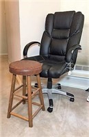 Vinyl Office Chair and Small Stool