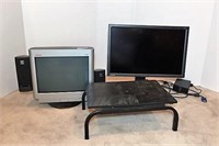 Two Computer Monitors and Swivel Stand