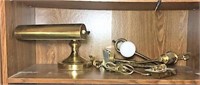 Brass Bankers Lamp with Two Brass Wall