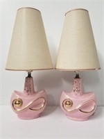 Pair of Pink Mid Century lamps
