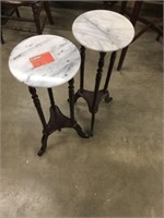 Pair of Small Marble-top Plant Stands