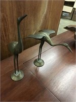 Two Brass Cranes