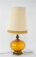 Oversized Orange Glass Lamp w/ Shade
